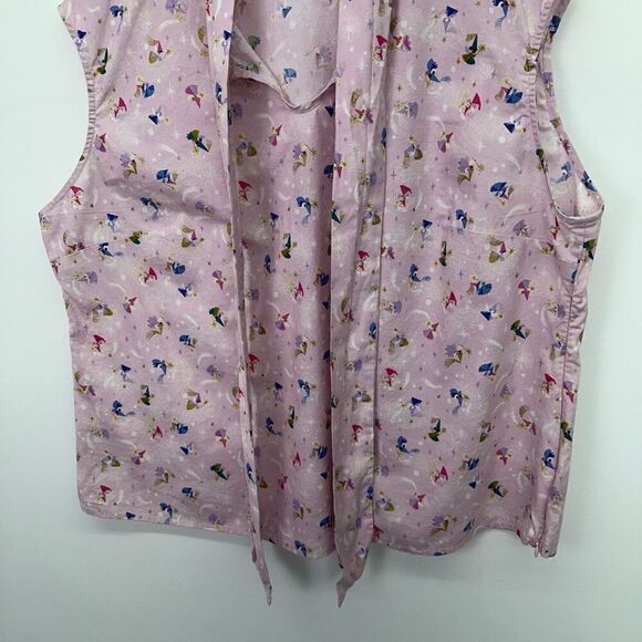 Retrolicious Women’s Pale Pink All Over Fairy Print Bow Sleeveless Tank Blouse - Picture 7 of 8